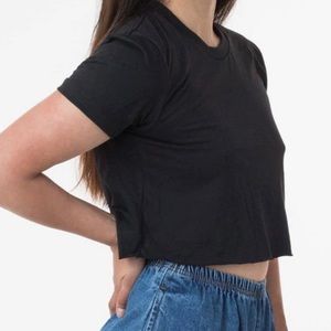 Original American Apparel (pre-Gildan) Fine Jersey Crop Top in black, size S